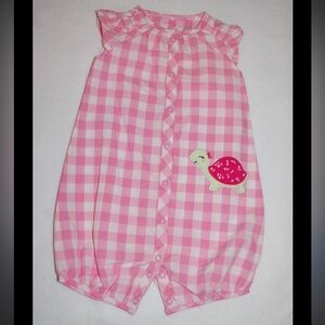 Child of mine PINK & WHITE GINGHAM JUMPER ROMPER Woven CUTE TURTLE  18M